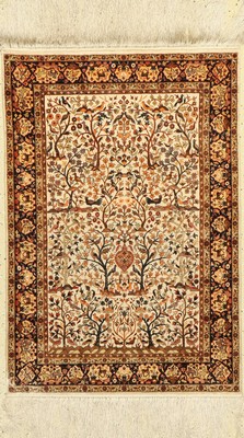 Hereke Seide fein, China, ca. 50 Jahre, reine Naturseide, ca. 91 x 63 cm, ca. 1,7 Mio.Kn/qm, guter Zustand