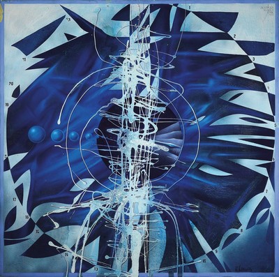Klaus Heinrich Keller, 1938-2018 Godramstein, Zeitpuls fliegt, Acryl auf Lwd, 1973, signiert rechts unten, ca. 100x100cm