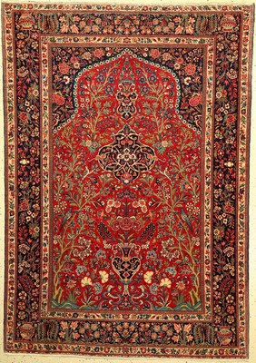Seltener Antiker Keschan, Kork,Persien, um 1910/1920, Korkwolle, ca. 207 x 143 cm,leichteGebrauchsspuren an den Ränder,minimal gekürzt