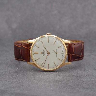 FAVRE-LEUBA Herrenarmbanduhr in RG 750/000, Handaufzug, Schweiz um 1960, Boden aufgedr., vers. Zifferbl. m. aufgel. Indizes rest./l. fl., Anz. v. ...
