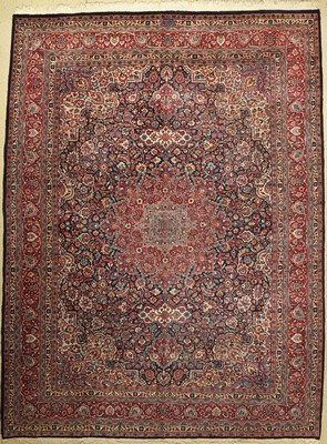 Mesched Amoghli alt, Signiert,Persien, um 1940, Wolle auf Baumwolle, ca. 400 x 298 cm, Leichte Gebrauchsspuren