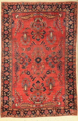Us Re-Import Sarogh, Persien, um 1920, Wolle auf Baumwolle, ca. 202 x 133 cm, Mittlere Gebrauchsspuren