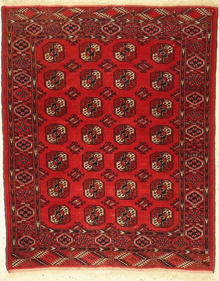 Buchara alt, Turkmenistan, um 1950, Wolle auf Wolle, ca. 150 x 120 cm, Mittlere Gebrauchsspuren, gestopftes Loch