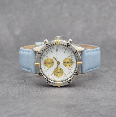 GUINAND nahezu neuwertiger Armbandchronograph, Schweiz um 2000, Automatik, Edelstahlgeh. inkl. Lederband m. Dornschl., Boden & Krone verschr., z. T. ...