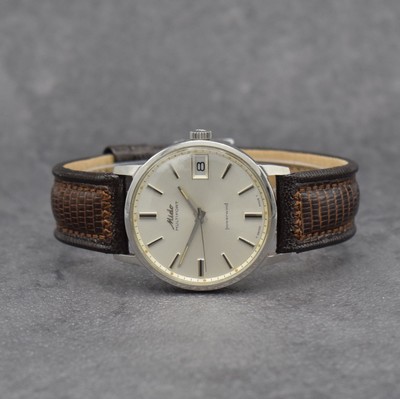 MIDO Multifort Herrenarmbanduhr in Stahl, Schweiz um 1965, Automatik, Boden geschr., silb. Zifferbl. m. aufges. Std.-Ind., silb. Zeiger, Datum, verg. ...