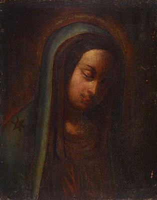 Unbekannter Künstler, süddeutsch, um 1830, Darstellung der Maria Magdalena, Öl/Lwd, (mittig beschädigt), doubliert, unsigniert, ca. 55x44cm