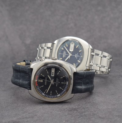 2 SEIKO Herrenarmbanduhren in Stahl, Japan um 1970, Automatik, 1) BELL-MATIC Ref. 4006- 6031, Boden geschr., dunkelblaues Zifferbl. m. aufges. ...