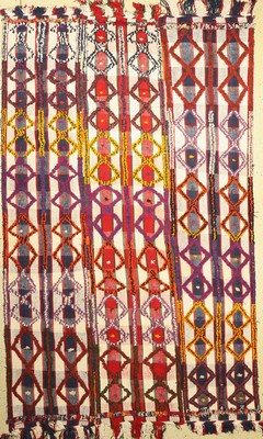 Marokko Kelim (relief), 3 Bahnig, um 1960, Wolle auf Baumwolle, ca. 290 x 177 cm, guter Zustand