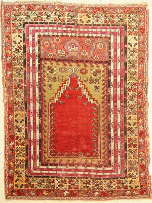 Mucur antik, Türkei, Ende 19.Jhd, Wolle aufWolle, ca. 162 x 100 cm, Starke Gebrauchsspuren, Restaurierungsbedürftig