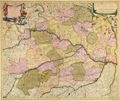 Zwei Kupferstiche, 18. Jh., große Landkarte "Bavaria Pars Inferior ... per Nicolaum Visscher" (Bayern und Niederbayern),von Waldmünchen ...