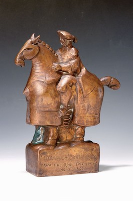 Gernot Rumpf, geb. 1941 Kaiserslautern, Darstellung einer historischen Figur: Joannes Casimirus, Reiter mit Pferd in stiltypischer Haltung, Titel ...