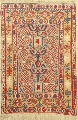 Anatolischer Seiden Kelim, Türkei, um 1950,Seide mit Metallfond, ca. 127 x 88 cm, guter Zustand