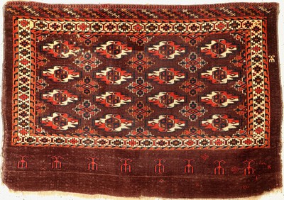 Yomuth Djowal antik, Turkmenistan, Mitte 19.Jhd, Wolle auf Wolle, ca. 123 x 84 cm, EHZ:(Altersbedingter Zustand).