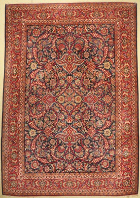 Feiner Keschan Kork, Persien, um 1920/1930 Korkwolle geknüpft auf Baumwolle, ausgefallenes Muster, ca. 400 x 280cm, EHZ:2(guter Zustand)