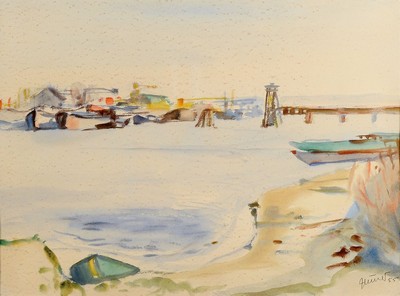 Georg Günther Zeuner, 1923 Dresden-2011 Speyer, drei Aquarelle, a. südliche Landschaft mit gelbem Haus, ca. 46 x 34.5 cm PP-Ausschnitt, signiert ...