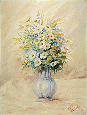 Josef Fleischer, 1902 Gleiwitz-1985 Landau, Stillleben mit Sommerblumen, Öl/Leinwand, signiert, ca. 80 x 60 cm, Prunkrahmen 100 x 80cm