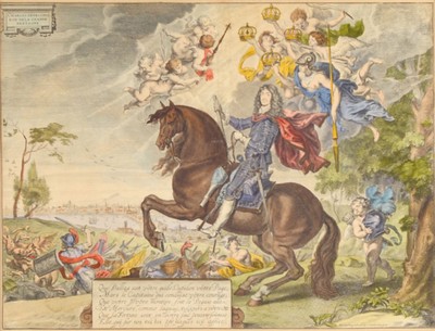 Abraham van Diepenbeek, 1596 - 1675 Kupferstich, "Charles Le Second Roy De La Grande Bretagne", später bunt koloriert, bezeichnet, leicht ...