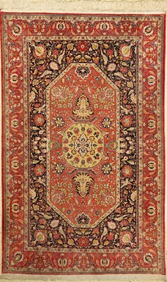 Ghom Seide alt, Persien, um 1960, reine Naturseide, ca. 210 x 133 cm, guter Zustand