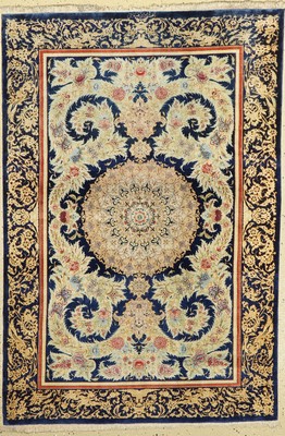Ghom Seide fein Signiert, (Fani), Persien, ca. 40 Jahre, reine Naturseide, ca. 148 x 102 cm, ca. 1,0 Mio. Kn/qm, guter Zustand