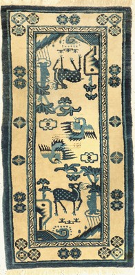 Pao Tow antik, China, um 1920, Wolle auf Baumwolle, ca. 132 x 68 cm, guter Zustand, verschmutzt