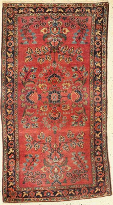 Antiker Sarogh Mohajeran, Persien, um 1920,Wolle auf Baumwolle, ca. 150 x 80 cm, MittlereGebrauchsspuren