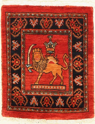 Bidjar fein(Schiro Khorschid),(Löwe & Sonne) Persien, 30 Jahre, Korkwolle, ca. 60 x 48 cm, guter Zustand