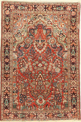 Sarogh alt, Persien, um 1940, Wolle auf Baumwolle, ca. 150 x 102 cm, restaurierte Stelle, minimal verkürzt, Gebrauchsspuren an den Rändern