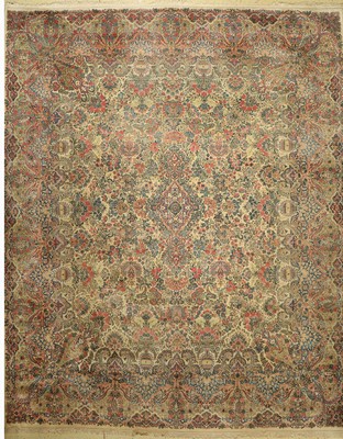 Us Re-Import Kerman Lawar, Persien, um 1930, Wolle auf Baumwolle, ca. 440 x 360 cm, guter Zustand