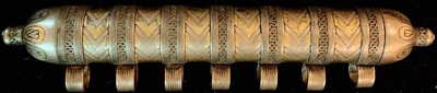 Tekke Amulettbehälter,(Bazbent),antik Turkmenistan, um 1900, Silber, Teilvergoldet, ca, 23 x 5 cm, guter Zustand