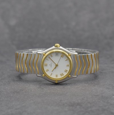 EBEL Sport Classique Damenarmbanduhr in Edelstahl & Gold, Schweiz um 1995, quarz, Ref. E 1087121, Stülpgeh. m. 5-fach verschr. GG-Lünette, weißes ...