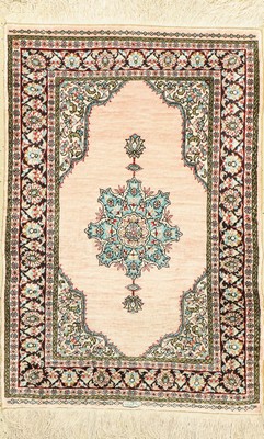 Kayseri Seide fein, Türkei, ca. 50 Jahre, reine Naturseide, ca. 90 x 60 cm, guter Zustand