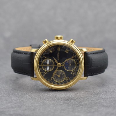 GUINAND nahezu neuwertige Herrenarmbanduhr mit Chronograph & Kalender, Schweiz um 2000, Automatik, verg. Geh. beids. vergl., Stahlboden geschr., ...
