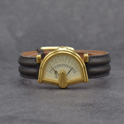 Jean D´Eve Herrenarmbanduhr Serie Sectora, asym. Metallgeh. hartverg. inkl. orig. Lederband m. orig. Dornschl., elfenbeinfarb. Zifferbl. m. ...