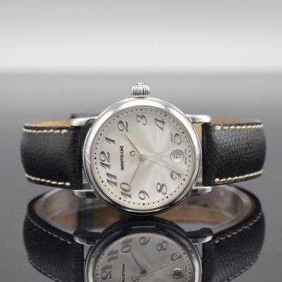 MONTBLANC Armbanduhr Meisterstück Referenz 7042, Edelstahlgeh. inkl. orig. Lederband m. orig. Dornschl., Boden aufgedr., quarz, Anz. v. Std., Min., ...