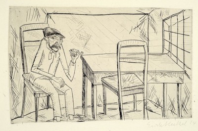 Erich Heckel, 1883 Döbeln/Sachsen-1970 Radolfzell, Der Irre, Kaltnadelradierung ausserhalb der Auflage, 40er Auflage für den Verlag Fritz ...