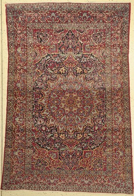 Esfahan Ahmad antik, Persien, um 1900, Wolle auf Baumwolle, ca. 206 x 136 cm, Starke Gebrauchsspuren, (gleichmäßig dünn)