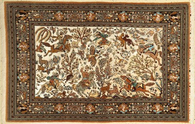 Ghom Kork,(Seidengrund), Persien, ca. 60 Jahre, Korkwolle mit und auf Seide, ca. 173 x 114 cm, guter Zustand