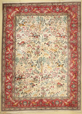 Täbriz alt Signiert, (Alabaft), Persien, um1940, Wolle auf Baumwolle, ca. 400 x 295 cm, Leichte Gebrauchsspuren, verschmutzt