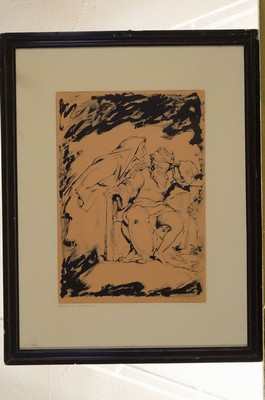 Heinrich Linzen, 1886 Aachen-1942, war ansässig in Weimar, die Sorge, Lithographie, rechts unten handsigniert, auf dem PP bez.: Probedruck auf Faust ...