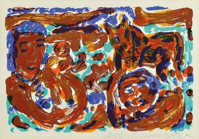 Manfred Henninger, 1894 Backnang-1986 Stuttgart, Farblithographie, handsigniert, ca. 21x31cm, PP, u.Gl., R. ca. 40x48cm