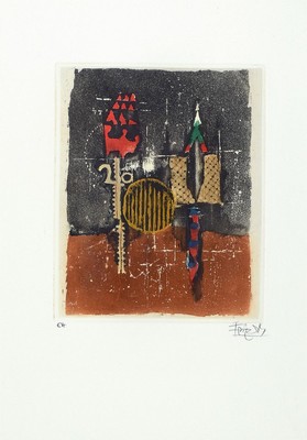 Johnny Friedländer, 1912-1992, drei Farbradierungen, alle handsigniert und als e.a. bezeichnet, zwei davon ca. 17x13.5cm,PP, u.Gl., R. ca. 42x32cm; ...