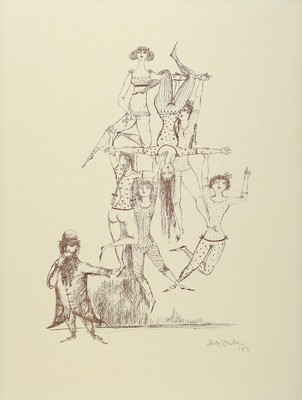 Bele Bachem, 1916 Düsseldorf-2005 München, Lithographie, Schwebeübung, Ed. 123, rechts unten signiert, unter Glas gerahmt, 66x50 cm