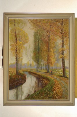 Herman Mahler, um 1900, Bachlandschaft, Öl/Lwd, signiert, l. Gebr.- und Altersschäden, ca. 80 x 60 cm, rest.
