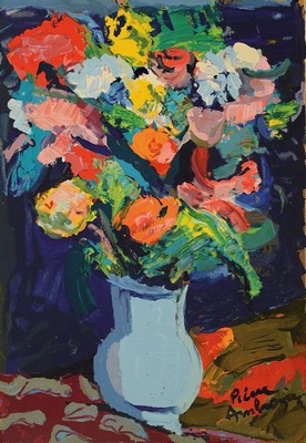 Pierre Ambrogiani, 1907-1985, "Bouquet", Farbholzstich/Bütten, rechts unten sign., Drucker/Verlag: Raymond Jacquet, Paris, ca. 51x35 cm