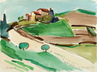 Heinz Friedrich, 1924-2018 Schwetzingen, Darstellung Casteggio, Aquarell, rechts unten signiert und datiert (19)69, links unten Ortsbezeichnet ...