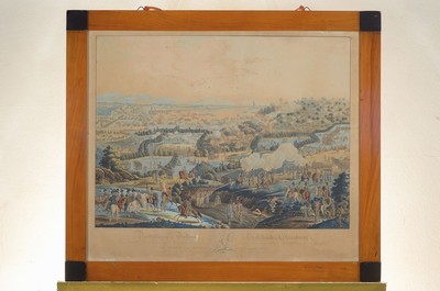 J.C. Susemihl 1767-1847 nach A. Frhr. von Perglas, Aquatintaradierung, 19. Jh., Darstellung des Treffens an der Sulfelbach bey Strasburg, der Grosh. ...