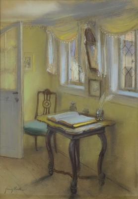 Franz Huth, 1876 Pößneck-1970 Weimar, Schillerzimmer in Bauerbach, Pastell auf Papier, links unten signiert, ca. 41x29cm, u. Gl., R., 50x37cm
