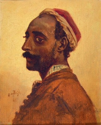 Otto Johann Heinrich Heyden, 1820 Ducherow/Vorpommern-1897 Göttingen, Studium an der Akademie Berlin, hier: Porträt eines orientalischen Herrn, ...