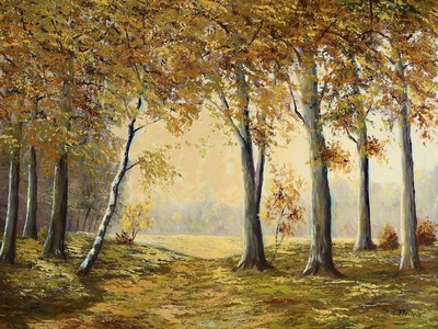 Willy von Plessen, geb. 1886 Berlin, Herbstliche Waldlandschaft, Öl/Lwd, rechts unten signiert, ca. 60x80cm, R. ca. 72x92cm