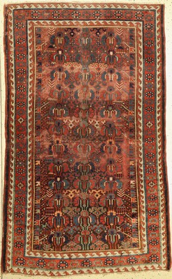 Saujbulagh antik, Persien, 19 Jhd, Wolle geknüpft auf Wolle, ca. 220 x 127 cm, EHZ: 4 (Altersbedingter Zustand).